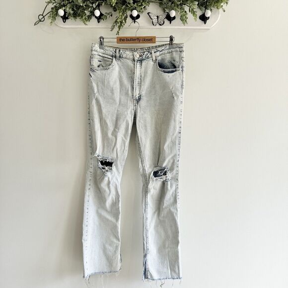 Zara Acid Wash Distressed Wide Leg baggy Jeans 10 - Picture 1 of 5